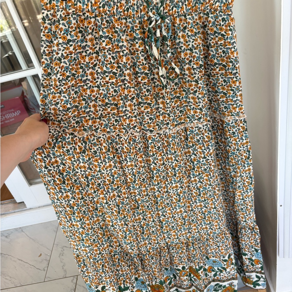 Amazon Floral Maxi Skirt in Green and Orange